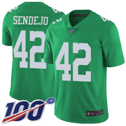 Men Philadelphia Eagles #42 Andrew Sendejo Limited Green Rush Vapor Untouchable NFL Jersey 100th Season